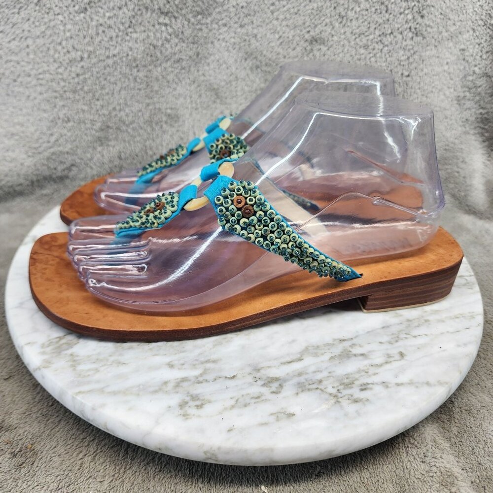 Mangos Shoes Womens Size 8 Blue Slip On Sandals *GUC*